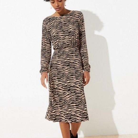 LOFT Dresses & Skirts - LOFT Tiger Stripe Bar Back Women's  Dress Size